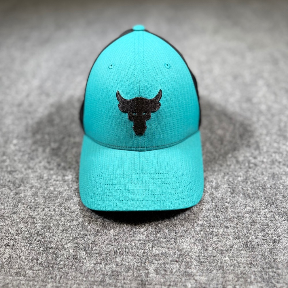 Under Armour Project Rock Brahma Bull Trucker Hat UA Pro Fit OS Teal Black
